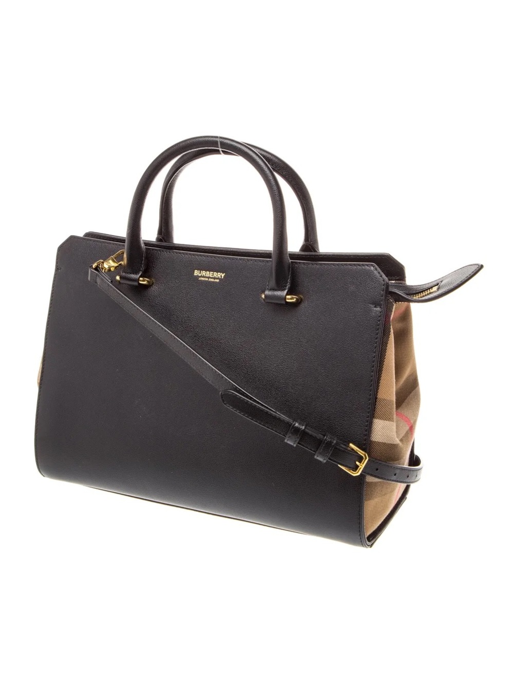 Burberry check leather tote